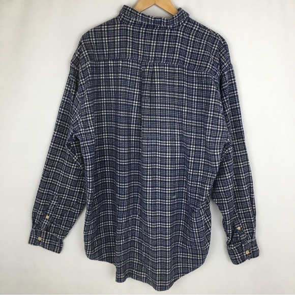 Vintage J Crew Men’s Plaid Flannel Button Down Shirt Blue White Casual Mens XL - Picture 4 of 8